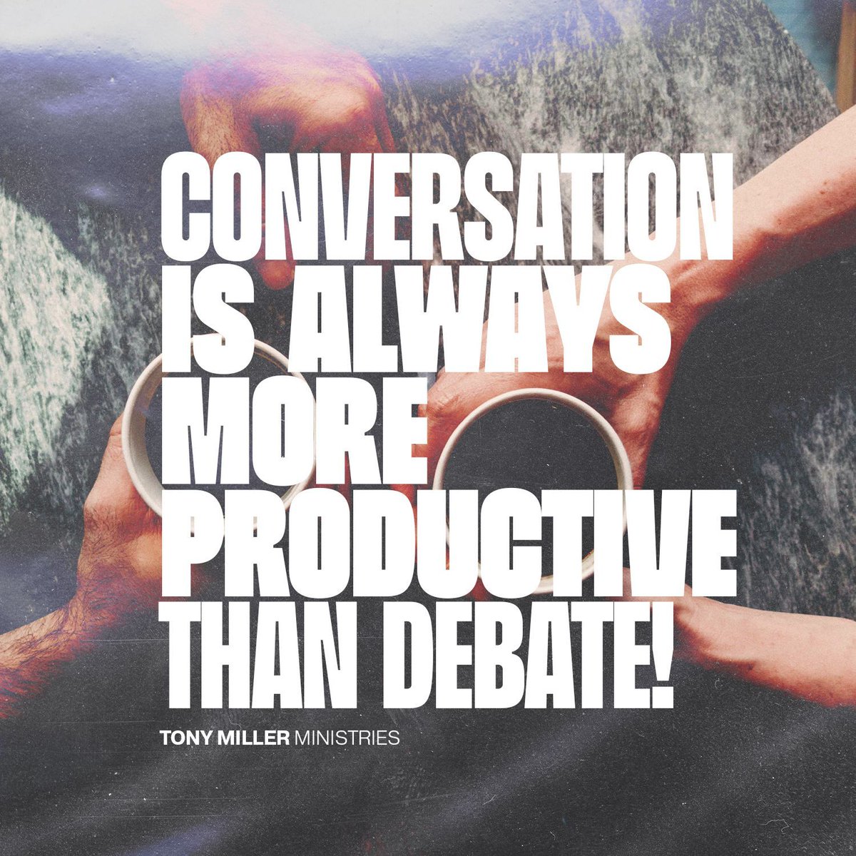 TonyMillerTV's tweet photo. No matter the level of passion, if people honestly desire to learn, change and grow, healthy dialogue is essential.
#Talk #Tuesday #TalkTuesday #Relationships #Conversation #HonestConversation #ConversationQuotes #Debate #Value #BuildOneAnotherUp https://t.co/jxtUQ42wcu