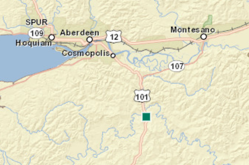 wsdot_tacoma's tweet image. Here's the location of the slide that's blocking the northbound lane of US 101 near Artic. We're working to assess and clear when we can.