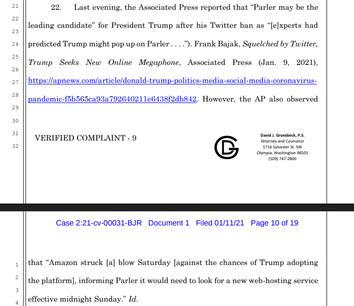 Anyway, back to Parler saying "but we were positioned to do so well before we got shut down for violating the terms of the contract we agreed to"