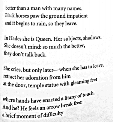 "Persephone Leaving" by Mary Jo Bang