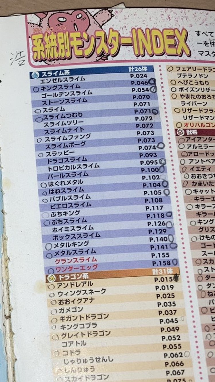 ぽりす V Twitter 兄弟で一冊の攻略本を使ってたから 左の が俺が捕まえたモンスター 右が弟になっているんだな 懐かしいな 俺たち モンスターマスターだったな Dqm ドラクエモンスターズ