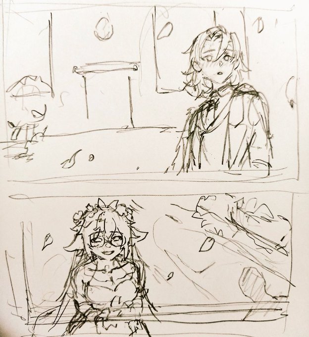 #alberose 
Me: Yeah no drawing today i need a break 
Also me: what if sucrose and albedo got married.... 
