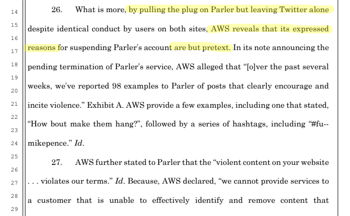 Back to "no fair, what about Twitter", which just isn't a thing that a court will give even 1 fuck about, let alone 2