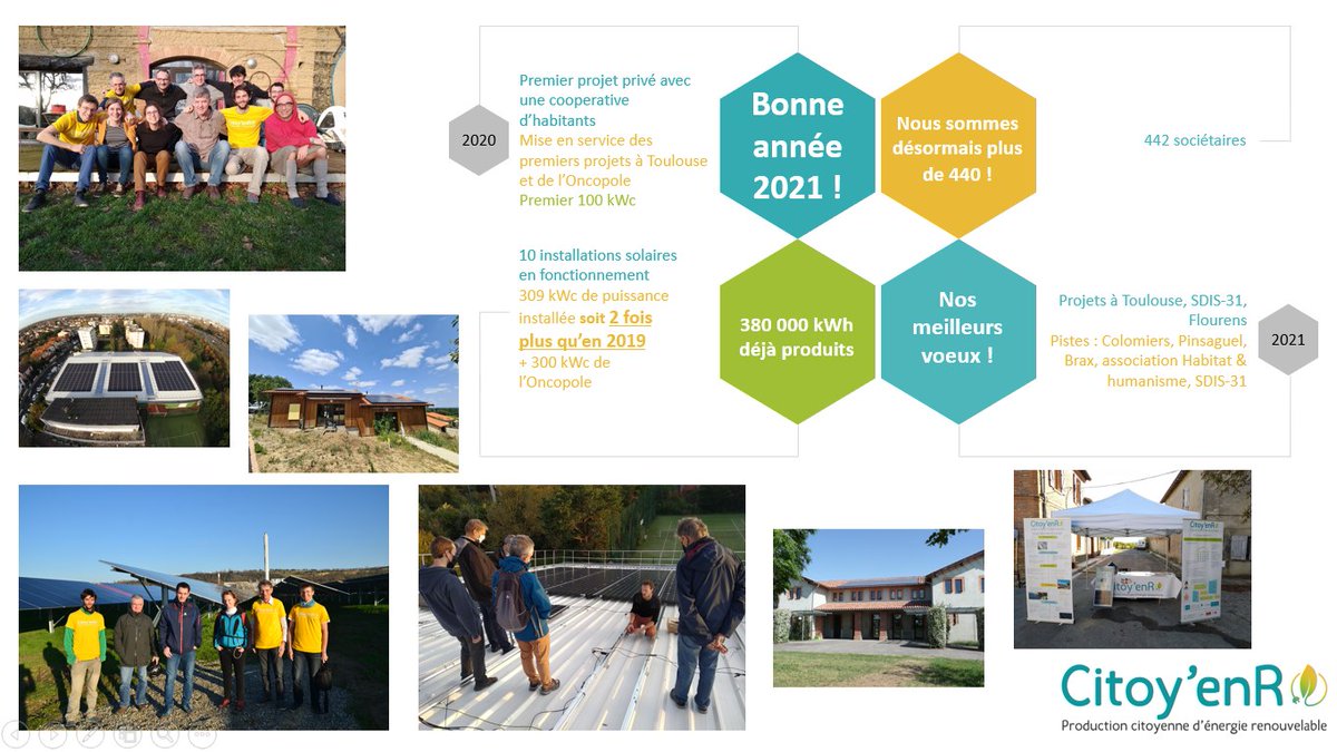 Citoy'enR, coopérative de production d'#EnR #photovoltaïque vous souhaite une bonne année 2021 ! Qu'elle soit belle et pleine de #transitionénergétique.