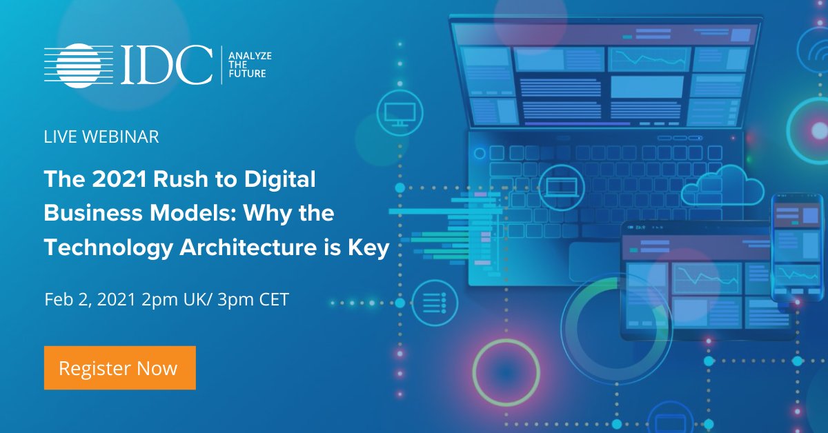 In this webcast, <a href="/IDC/">IDC</a>'s <a href="/GiuliaCarosella/">Giulia Carosella</a> and <a href="/gnebuloni/">Giorgio Nebuloni</a>  will present:

✔️Key trends and examples of Digital Business models 
✔️Why technology architecture is critical to success

Register today: bit.ly/2KdDmFG