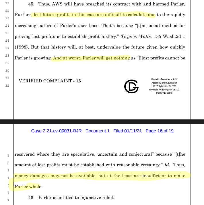 "Give us an injunction, because this is really going to suck for us": sorry, that the contract specifically says you lose means no injunction.Also, the fact that the contract says "your only possible damages are what you paid us" means they are very very easy to calculate