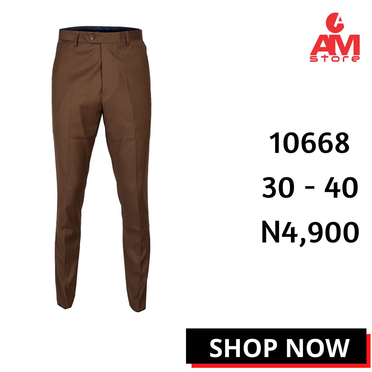 amstoreng's tweet photo. Classy PLAIN FORMAL trousers available ππ
WAIST SIZE: 30 - 40
COLOUR: CARTON BROWN
PRICE: N4,900
Keep shopping with AM Storeπ
#AmStoreNg #LGBTQ #Burna Snapchat | Lagos | SMAN https://t.co/R8ulqdbyNf