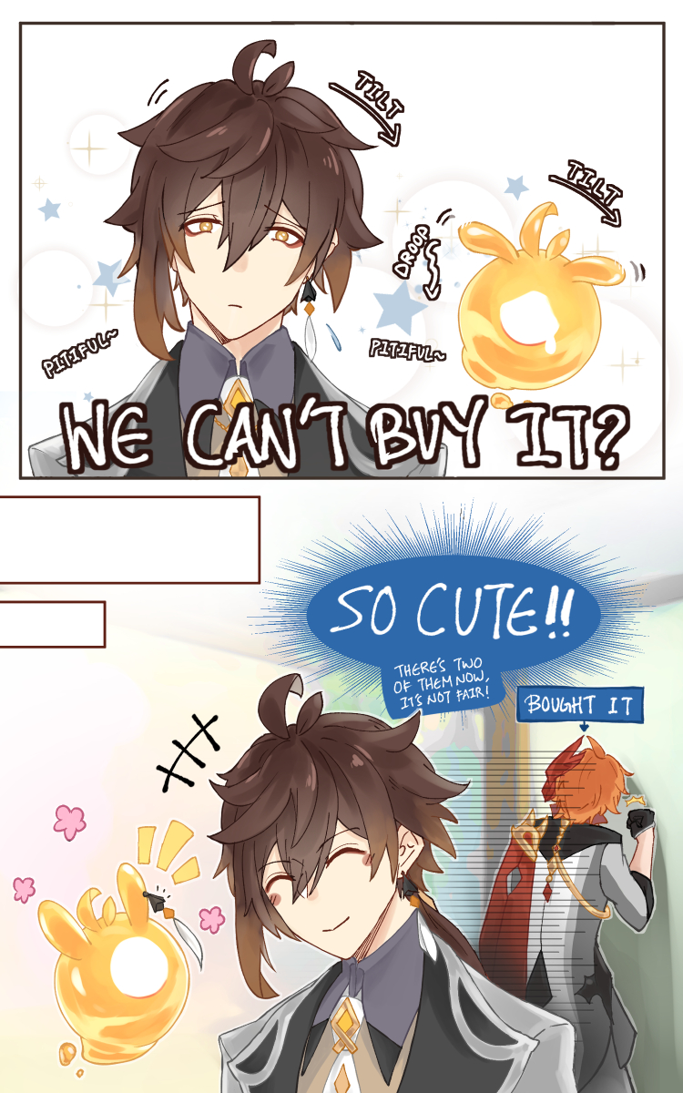 hihkoo's tweet photo. zhongli &amp; his seelie! vs childe &amp; his wallet

#tartali #タル鍾 https://t.co/E3I8o4kVp5