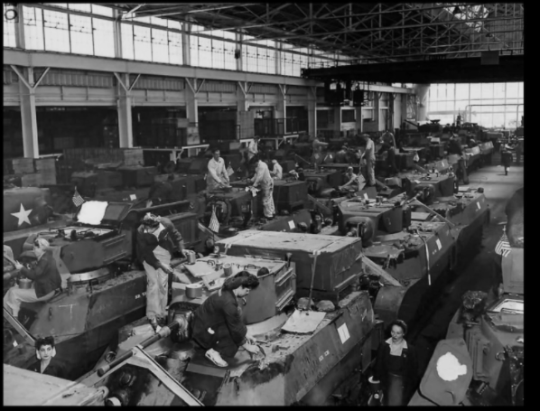 And it wasn't just Ford employees... Everyone chipped in... Here is a factory in Richmond, CA (Now the Craneway Pavilion). As you can see many of the workers could have been the grandmothers or great grandmothers of those of us here today.
