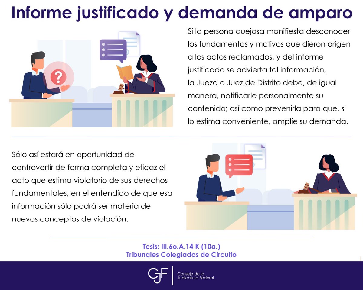 Cuando en el juicio de amparo se rinde un informe justificado y la o el juzgador federal advierte la participación de autoridades no señaladas como responsables por el quejoso, debe notificarle y prevenirlo para que aclare o amplíe su demanda https://t.co/KFKIlHO5Gy https://t.co/66wcFsuhBp