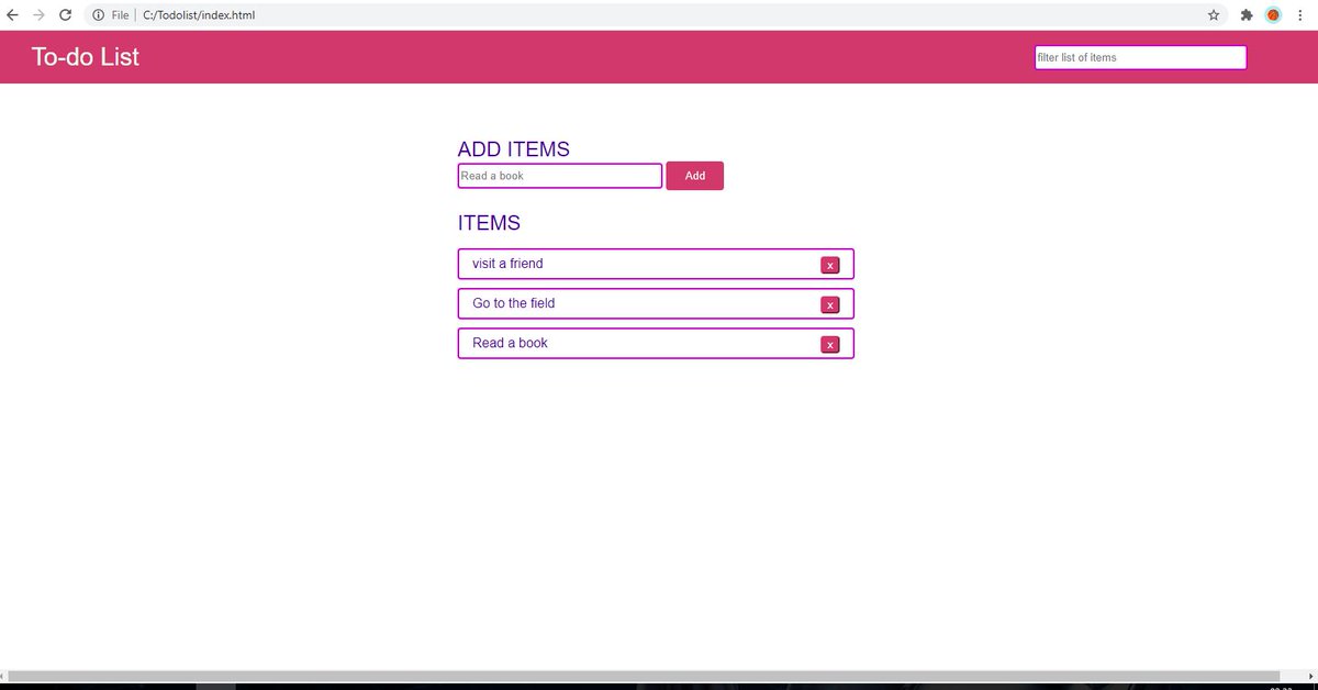 EbubechukwuNick's tweet image. Day 1 #100DaysOfCode 

A simple To-Do List with filter and delete functionality using HTML|CSS|Javascript.
github.com/Ebubechukwucyb…

RT.

#CodeNewbie #learningjavascript