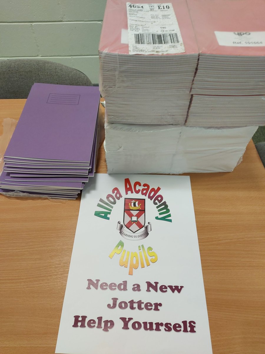 Alloa Academy pupils. Need a new jotter after all your hard work? Pick one up in Alloa Tesco - free of charge!! 

#bestschoolinscotland