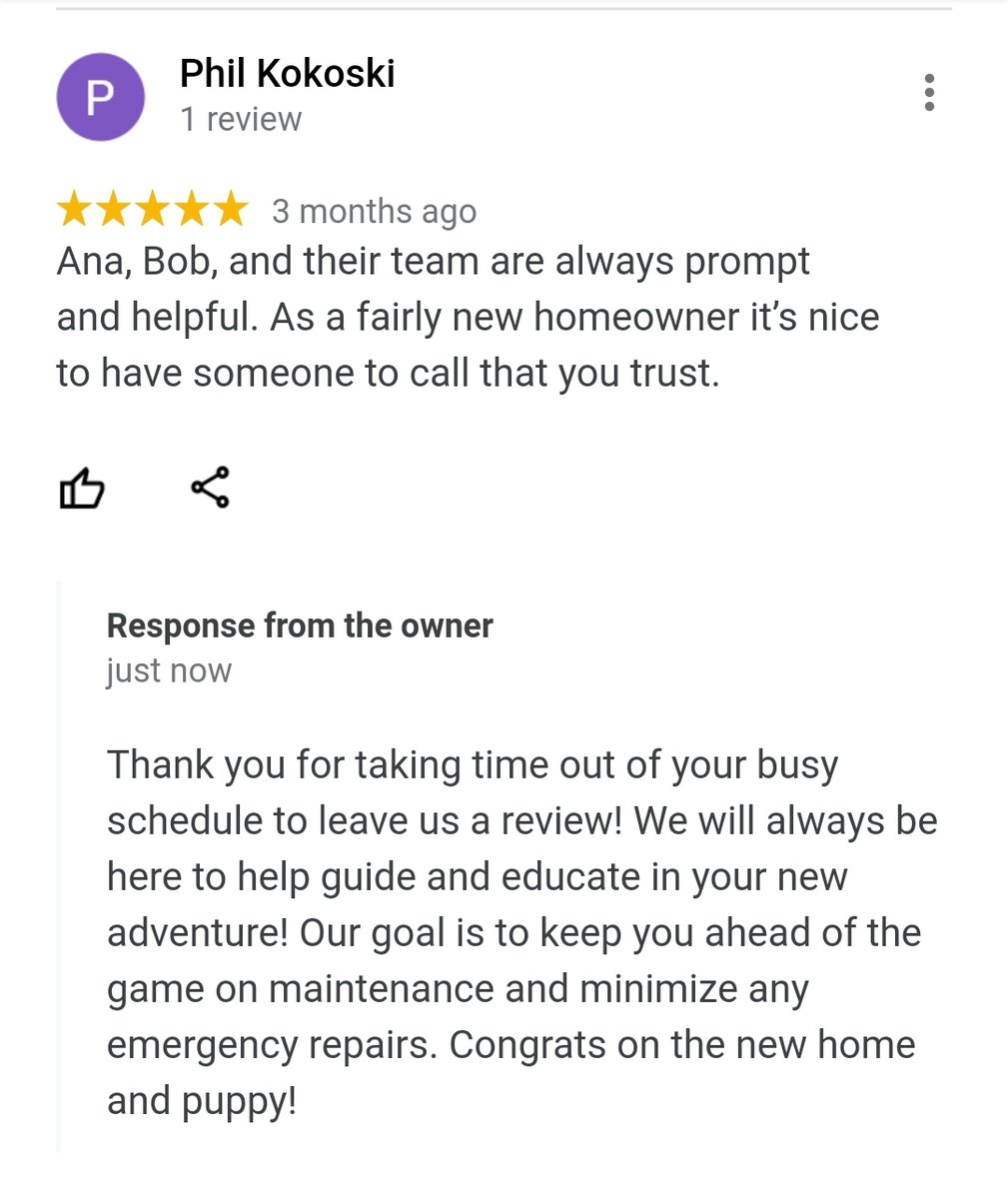 FRPLLC's tweet image. Check out this #5Star #GoogleReview from our amazing client! Call 856-430-8452 for reliable and trustworthy service.

#testimonialtuesday #customerservice #BecauseAna #firsttimehomeowner #veteranowned #plumbing #heating #cooling #draincleaning #gloucestercounty #camdencounty