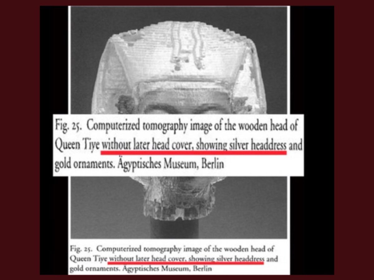 First/ the hair:People often claim that this Bust show her with "Afro hair", in reality, that thing on top of her head isn't her hair but a headpiece, like a crown. She actually had fairly straight (or wavy brown hair). We have her mummy.