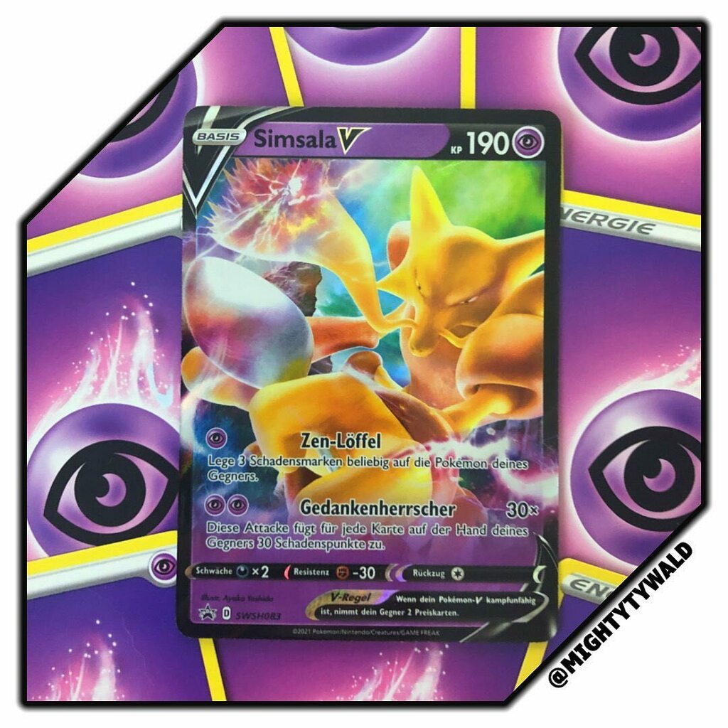 MightyTywald's tweet photo. Hallo #Pokefreunde, passend zum heutigen Video von meinem #Youtube Kanal (MightyTywald) hier die tolle #Simsala V Promokarte. Diese Karte ist wirklich wieder nice geworden 👍 Und die Pulls waren auch nicht von schlechten Eltern 😉 Beste Grüße euer Marc… https://t.co/Yv1ErPzik1 https://t.co/Md9FnCRmr9