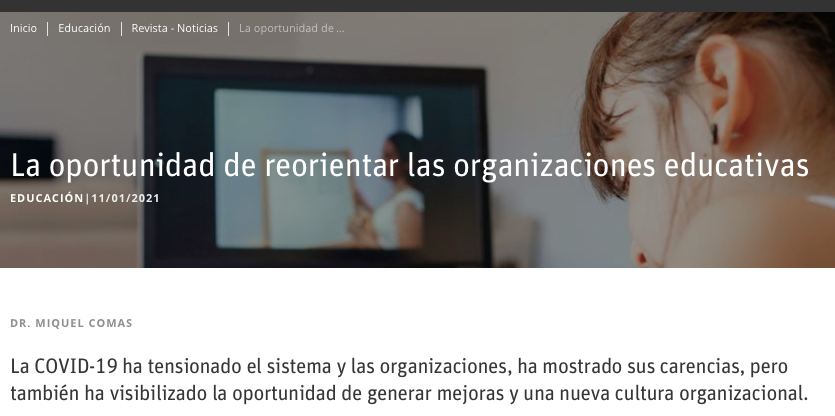 "La oportunidad de reorientar las organizaciones educativas" 📲 bit.ly/35u8Len en <a href="/UNIRRevista/">UNIR Revista</a>  Cultura organizacional, visión/retos, ecosistema, liderazgo,aprendizaje,superación,agendas,alianzas,.. <a href="/jlalonsoandrean/">José Luis Alonso Andreano</a> <a href="/XavierMarcet/">Xavier Marcet</a> <a href="/agenersurrell/">Anna Gener</a> <a href="/McKinsey/">McKinsey & Company</a> <a href="/carlotapsancho/">Carlota Pérez Sancho</a>