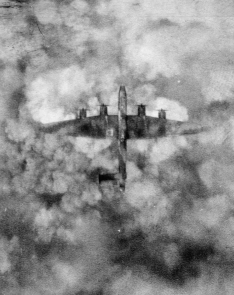 The odd thing is, many historians can't agree on the no. of aircraft lost from Bomber Command.AL-F flown by Ft Lt George W. Gardiner of 429 (Bison) Squadron RCAF was lost over target, as seen in this shot, when bombs from another Halifax sliced off her starboard tailplane. /11