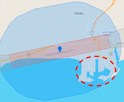 And here we have Bandar Abbas. As you can see, the port is somewhat geofenced by an Authorization Zone in place to protect Havadarya Air Base, but it is not a Restricted Zone.
