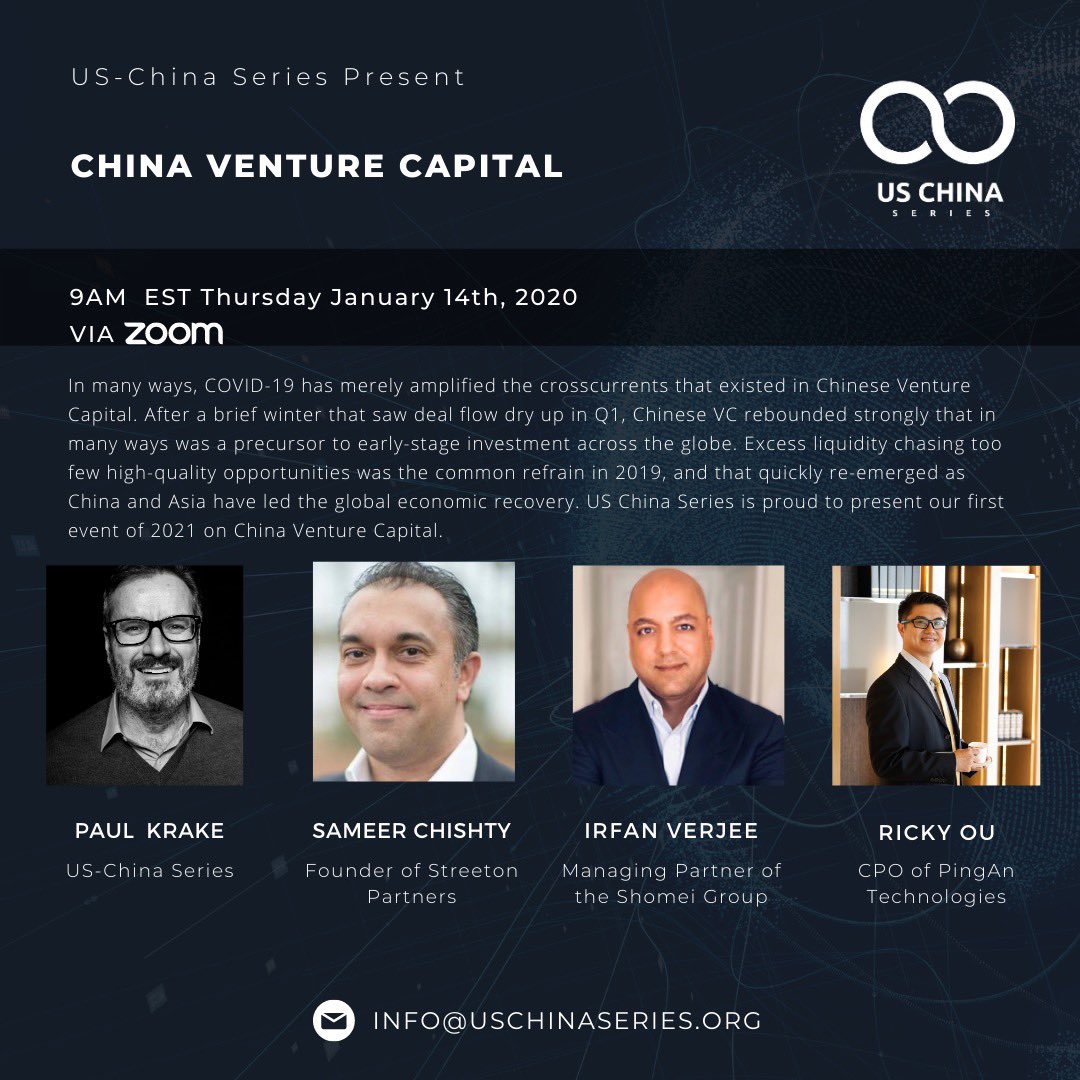The #US #China Series is hosting an event this Thursday on #Chinese #Venture #Capital. @pingan_group @investmentnews @ftchina @Chinamission2un Sign up here: zoom.us/webinar/regist… . . . . #investment #business #politics #International #asia #Global