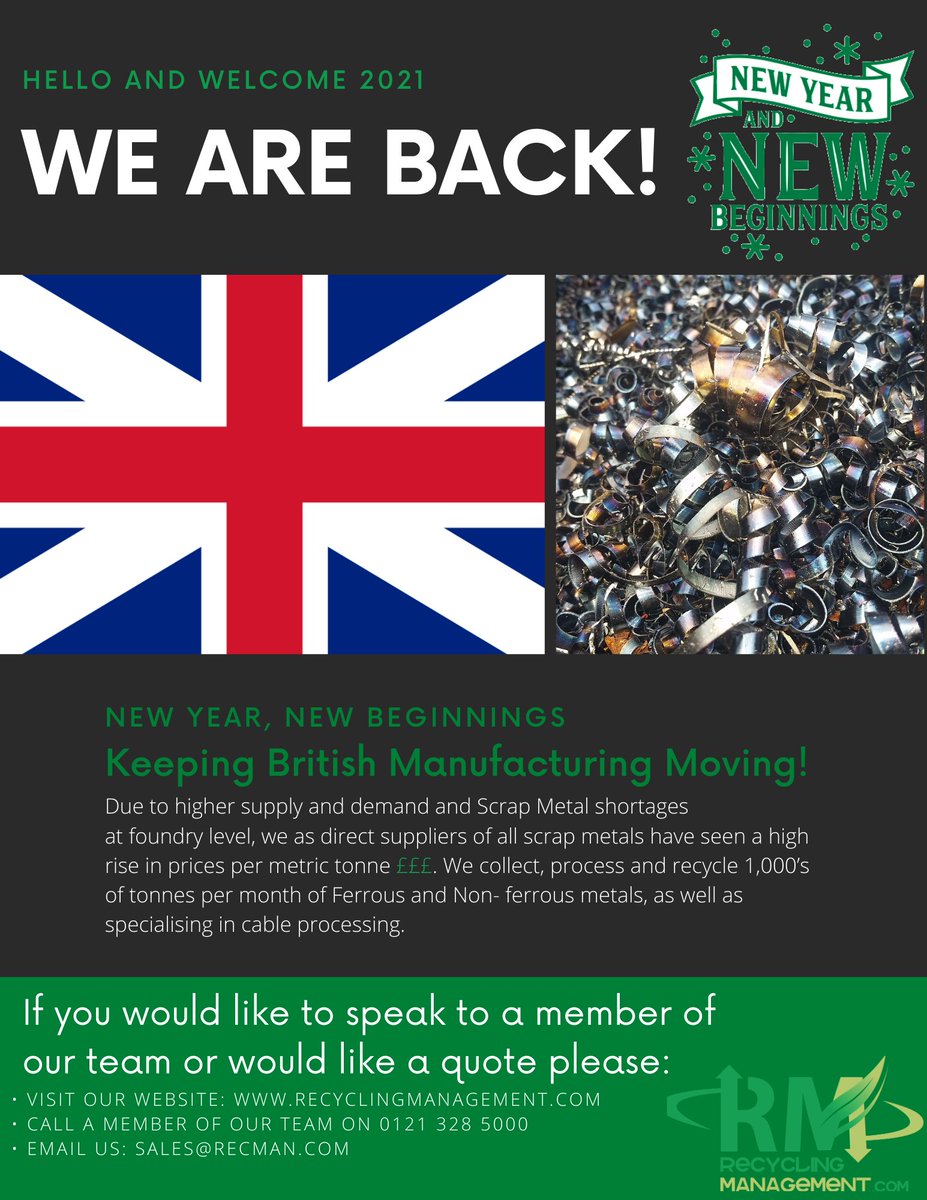 rmlwaste's tweet photo. METAL PRICE RISE ⬆

*Fast Payment Terms
*Monthly/weekly reporting
*Audit traceability
*Secure destruction

#prices #metal #increase #nonferrous #ferrous #manufacturing #recycling #supplychain #logistics #manufacturers #export #metalscrap #steelstructure #britishsteel https://t.co/xkzfkqnUl1