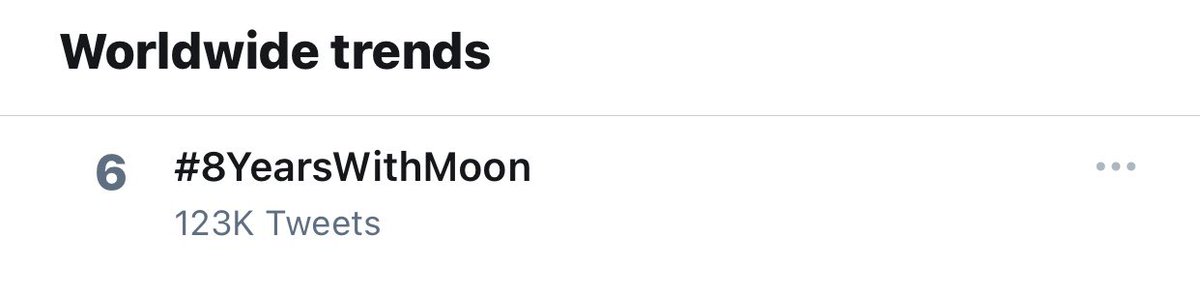 jinnieslamp's tweet photo. [#JinTrend] #8YearsWithMoon is currently trending Worldwide at #6 with 123K tweets as we celebrate 8 years since the release of Jin’s first log! @BTS_twt https://t.co/PR3rTRqylx