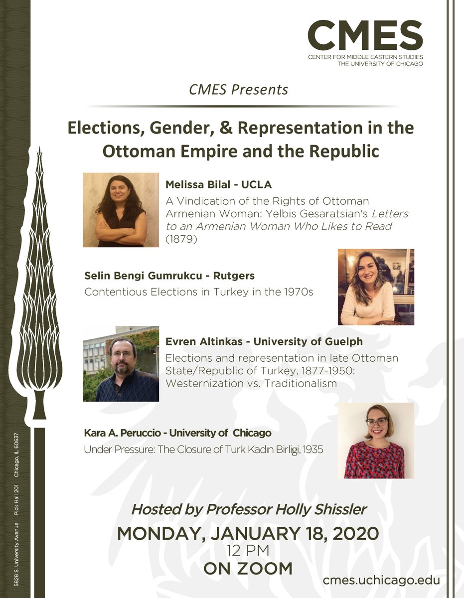 BCARS_Boston's tweet photo. Join @CMES_UChicago for this exciting event, "Elections, Gender, &amp; Representation in the Ottoman Empire and the Republic"  Mon. Jan 18, 12pm EST on Zoom! Register here: https://t.co/RIURozDmhq https://t.co/Rc5zNESgiy