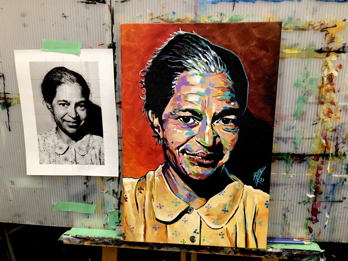 rvthomasart's tweet photo. Day 12 of the 21 Day Painting Challenge in support of @bracelets4build and our goal to raise enough $ to build another home for a poor family in #Cambodia. Today's subject was #rosaparks. It will be on auction later this morning here: https://t.co/eK0QSpnAv8. #yyc #okotoks #ymm https://t.co/NnQLsXfOup