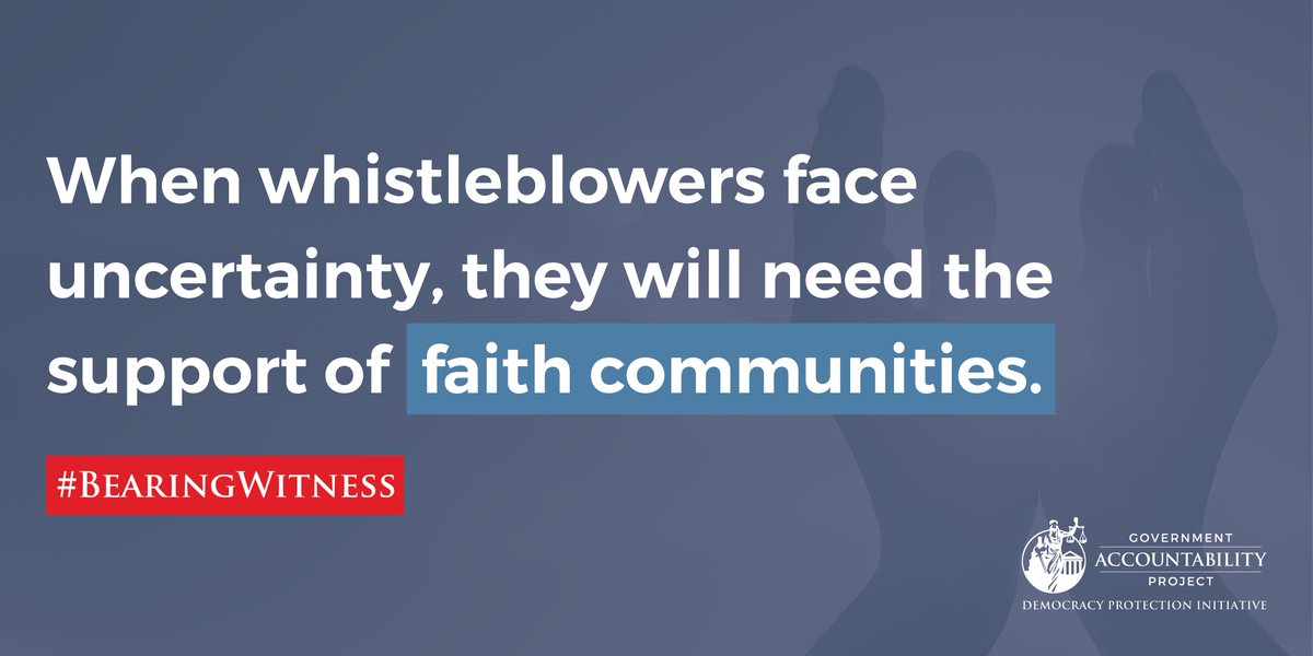 Friends, this faith leader guide is available for your reference. Faith communities can make all the difference in a #whistleblower’s life. Learn more through @GovAcctProj’s #BearingWitness, which provides free faith-based materials ➡️ democracy.whistleblower.org/faith