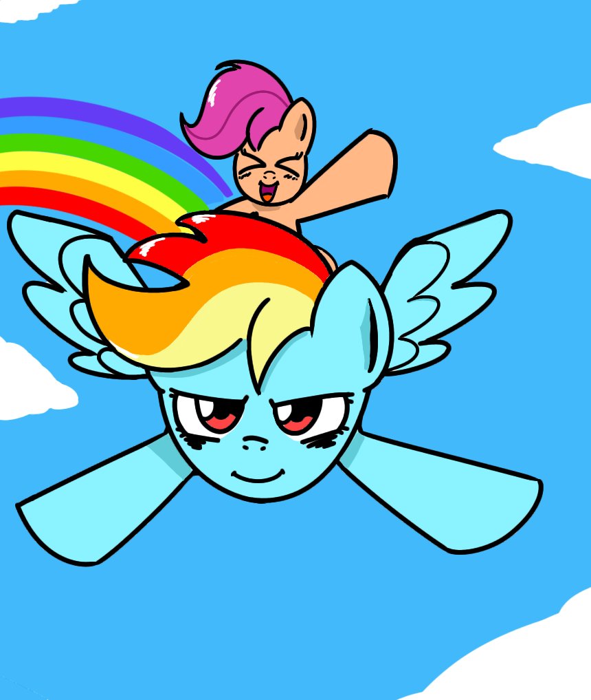 mlp_Button_'s tweet image. I&apos;m flying!

#rainbowdash #scootaloo #MLP #MLPFiM