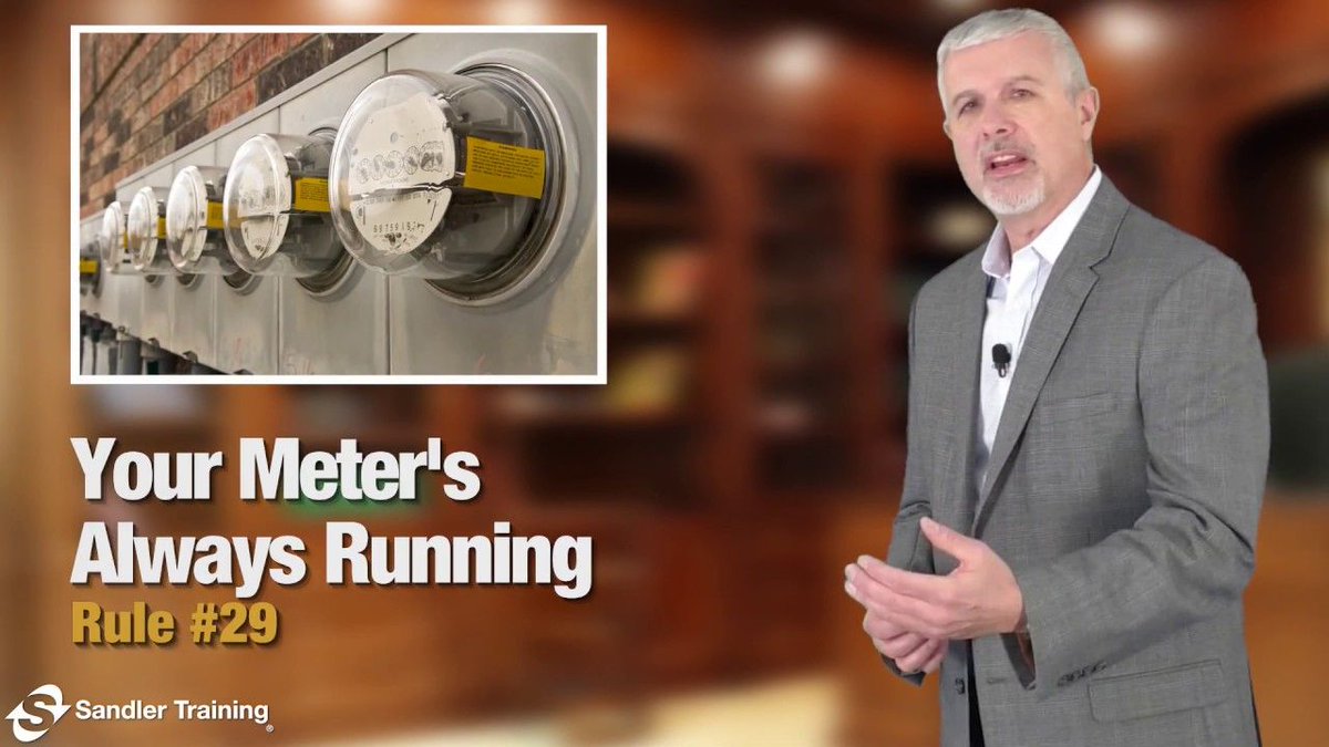 SandlerCoach's tweet photo. Sandler Rule #29: Your Meter's Always Running  What does this mean?  Watch this video is you have ever heard…"Hey, could you do me a favor?"  https://t.co/6bTRp6YUvb #sandlerworks https://t.co/PnjdDp71X6