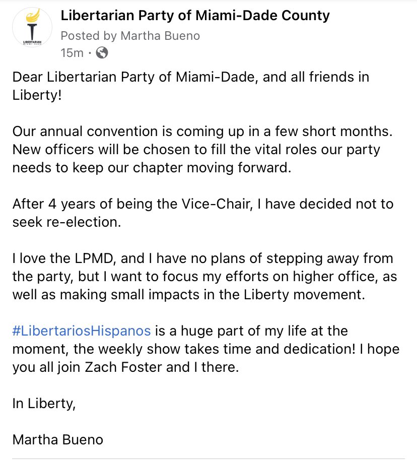 BuenoForMiami's tweet photo. #LPMD @LPMD305 #ViceChair #LibertariosHispanos #Miami #Freedom #AllYourFreedomsAllTheTime #Liberty https://t.co/JYn0DSWleL