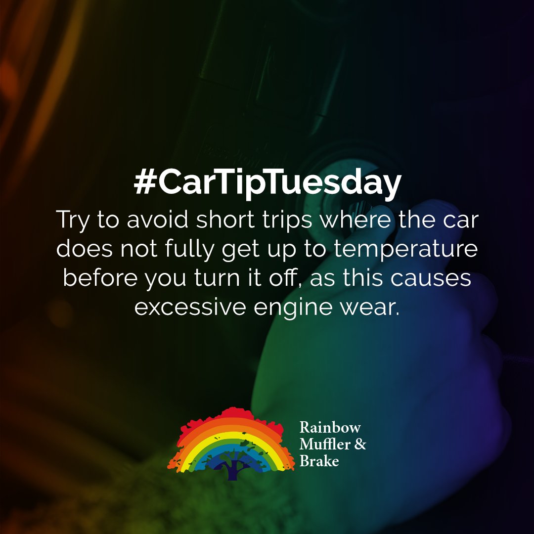 _RainbowMuffler's tweet photo. #CarTipTuesday: Try to avoid short trips where the car does not fully get up to temperature before you turn it off, as this causes excessive engine wear. #cartips #cars #clevelandcars https://t.co/6obAtu0uyT