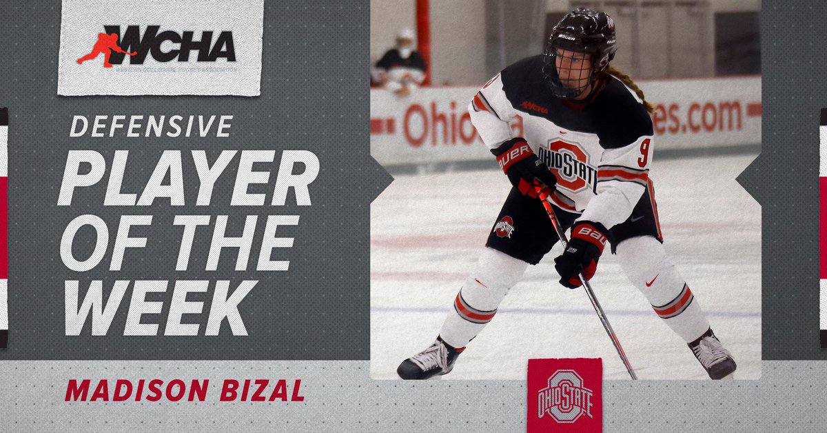 OhioStateWHKY's tweet photo. Another week, another @WCHA_WHockey weekly honor 💪

This one goes to @madison_bizal, who is the conference's Defensive Player of the Week.

📰: https://t.co/08tinxNBSX

#GoBuckeyes https://t.co/7J6t9E8wFr