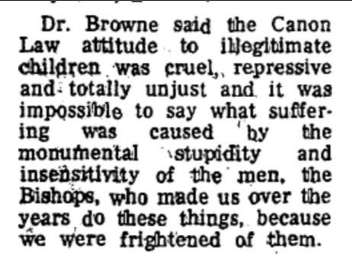 Dr. Noël Browne on the role of Canon Law regarding so-called “illegitimate children” (Irish Press, 14/2/1975)