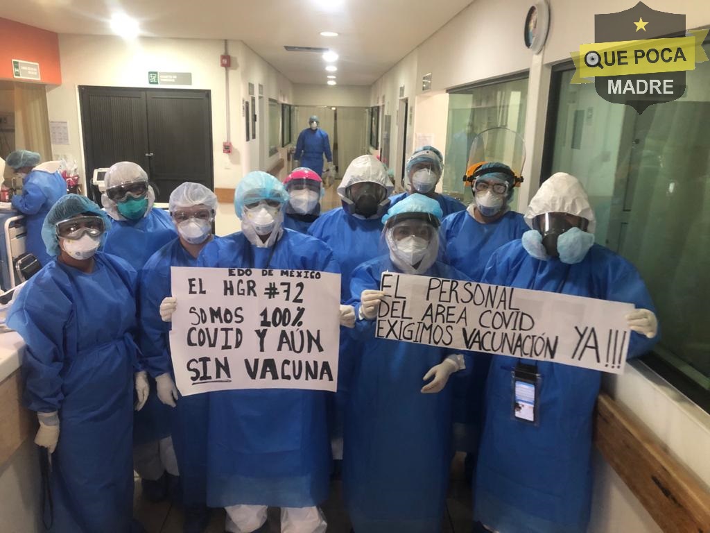 QuePocaMadre_Mx's tweet photo. De nuestro inbox

Los Héroes del #IMSS Clínica 72 de Gustavo Baz en #Tlalnepantla, #Edomex, denuncian que a pesar de que son un hospital 100% COVID hasta ahora no los han vacunado, siguen trabajando sin las condiciones indispensables para su cuidado y el cuidado de los pacientes. https://t.co/VfVfVUsRMB