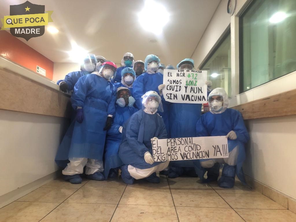QuePocaMadre_Mx's tweet photo. De nuestro inbox

Los Héroes del #IMSS Clínica 72 de Gustavo Baz en #Tlalnepantla, #Edomex, denuncian que a pesar de que son un hospital 100% COVID hasta ahora no los han vacunado, siguen trabajando sin las condiciones indispensables para su cuidado y el cuidado de los pacientes. https://t.co/VfVfVUsRMB