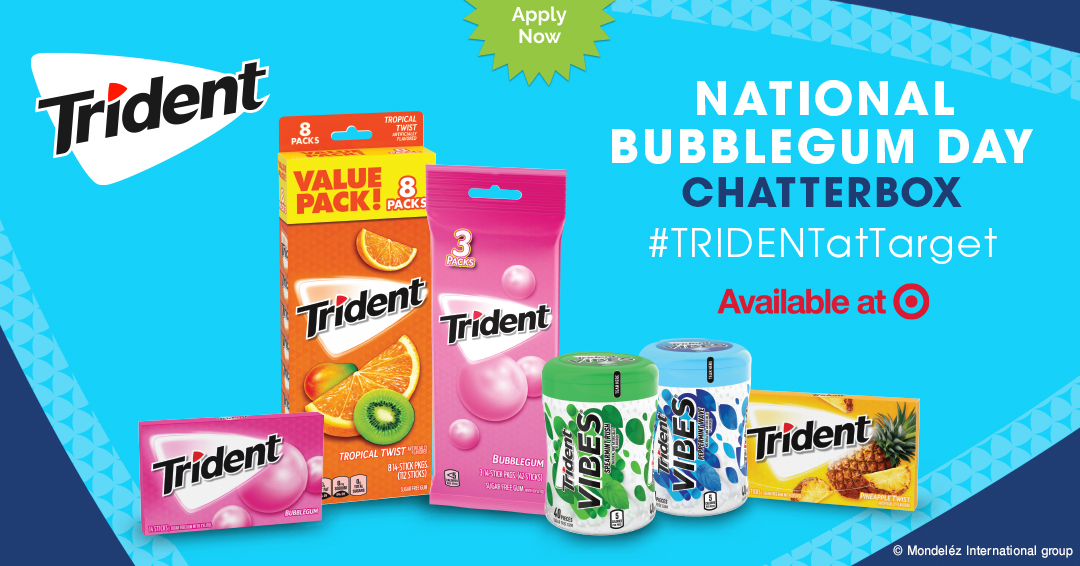 RippleStreetFun's tweet photo. Now here's something to look forward to - National Bubblegum Day on February 5th! Apply Now to be a @tridentgum National Bubblegum Day at Target Chatterbox. You'll be able to Chew Through whatever life hands you. https://t.co/mlukQRMCiD
#TRIDENTAtTarget #RippleStreet https://t.co/YpiYz3IFbY