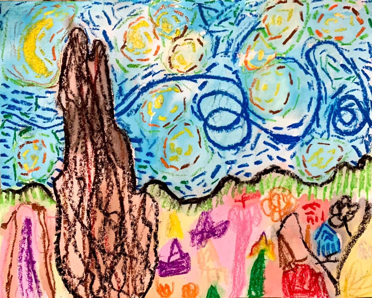 MrsBrown_Art's tweet photo. I simply adore this Starry Night by a 1st grade artist! Look a the swirling wind!! He used oil pastels and paint to create this Van Gogh inspired masterpiece!
#1stgrade #RemoteArt #CPSlionsPride #Chelmsford #ByamSchool https://t.co/ravsbZXxje