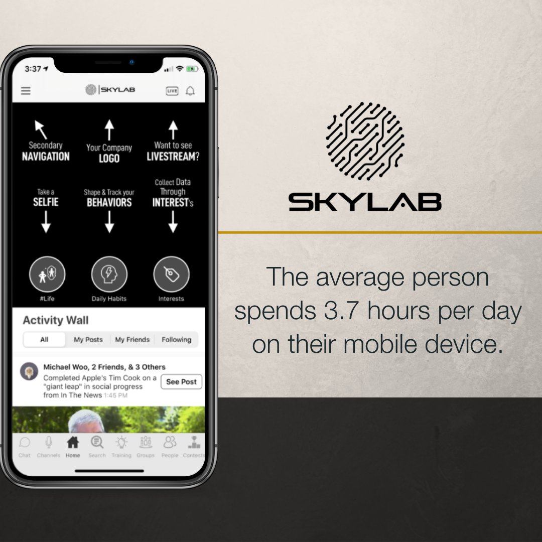 skylabapps's tweet photo. The average person devotes close to an eighth of their day to mobile content consumption, meaning we spend 3.7 hours browsing our mobile devices.

Link in bio to see if your business or cause qualifies for the Skylab Incubator Program!

#buildyourtribe #skylabapps #getyourownapp https://t.co/FRXILD8J4e