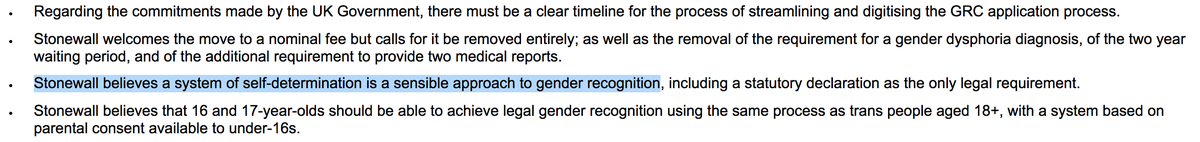 'Stonewall considers allowing ppl access to the spaces and services of the other sex on the basis of nothing but self declaration regardless of the obvious ways this can be abused and the evidence that it already has been to be sensible.' https://committees.parliament.uk/writtenevidence/17743/html/