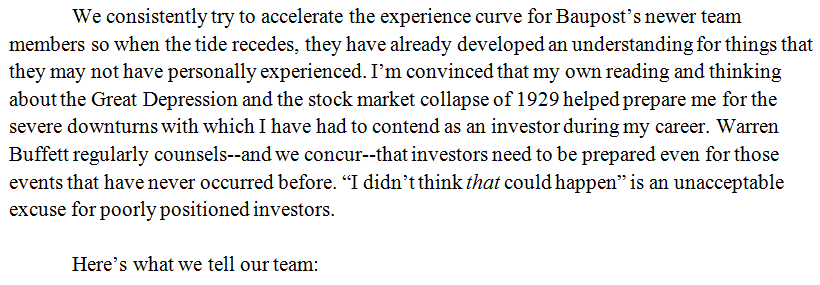 1/ Given the current market environment, I find it useful to revisit Baupost's 2014 letter. To be clear, I'm not calling a market top. Market timing is not my game and I'm a long-term optimist. But I find it instructive to re-internalize the feelings of a bear market.