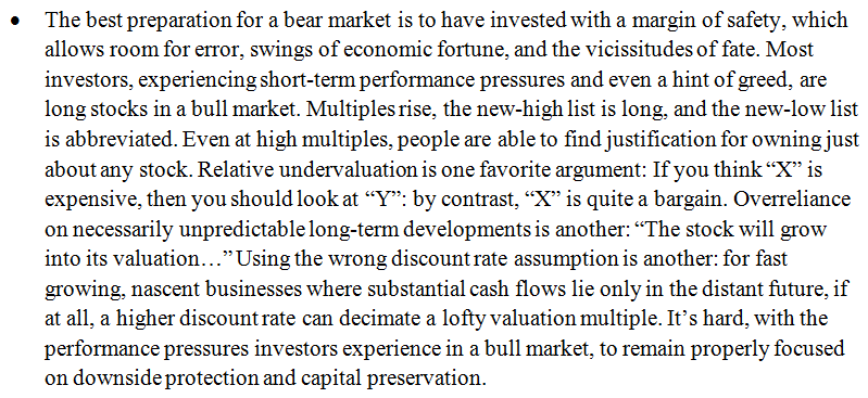 2/ "It’s hard, with the performance pressures investors experience in a bull market, to remain properly focused on downside protection and capital preservation."