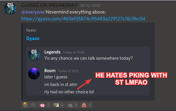 DESPERATE ranks of the 9 clan merge have attempted CLAIMING that "Spacenation" (The team we farmed for over 1b and CLOSED) allied with us.

I would say if anybody attempted to ally with spacenation it would be solidtag leader boom! (But only after solidtag ddosed him!)

🤣🤣🤣