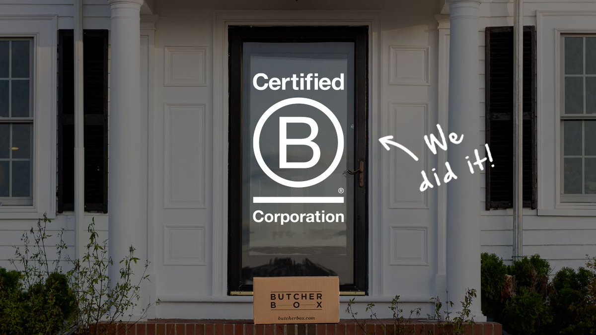 butcherbox's tweet photo. We made the cut!
We're B Corp certified! 
📦 📦 🥩 🥩 🌱 🌱 https://t.co/o8loryp8jb