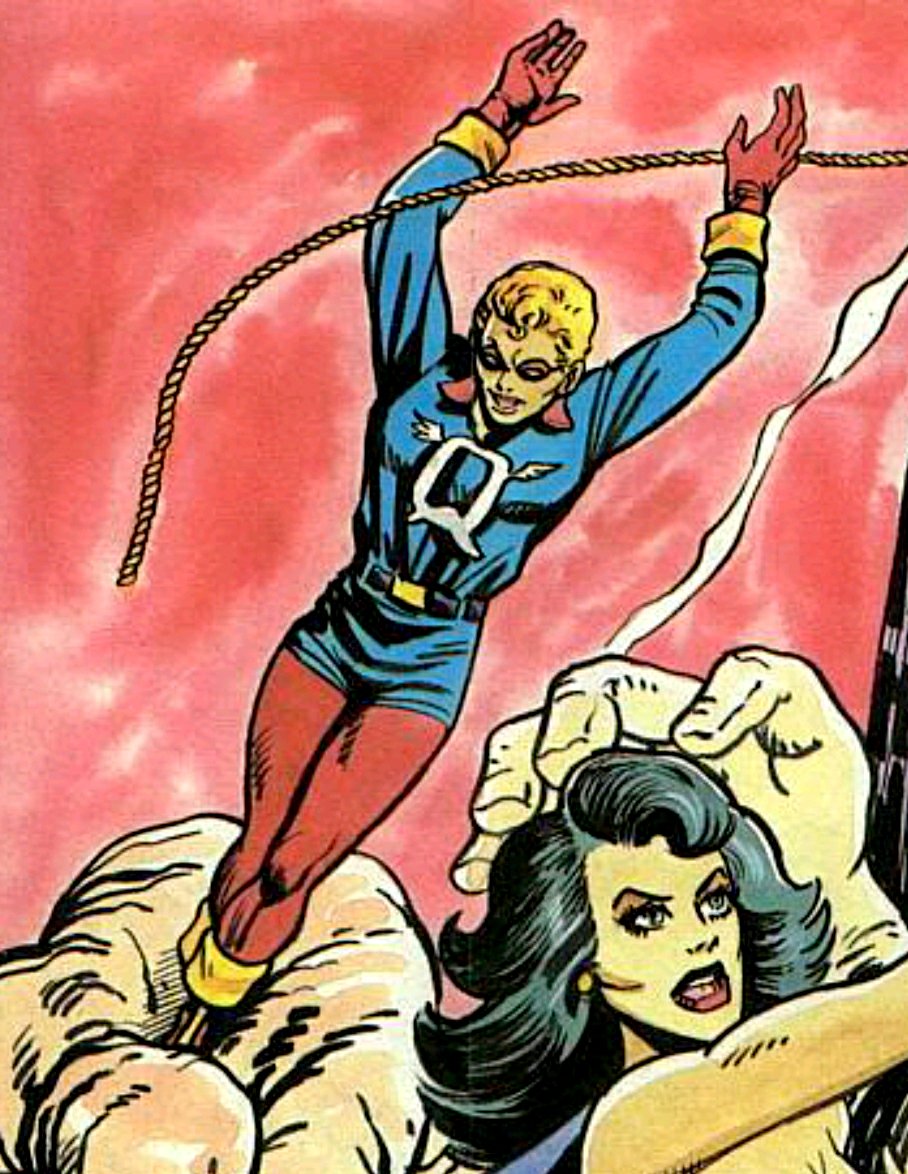 5) KID QUICK - Modern sidekick of AC Comics' take on Fighting Yank, they are an homage to Speedboy, the sidekick of Fighting American; Yank was redesigned by AC as a parody of FA to riff on Kirby's '50s work, making for an odd juxtaposition.That costume looks nap-ready, though.