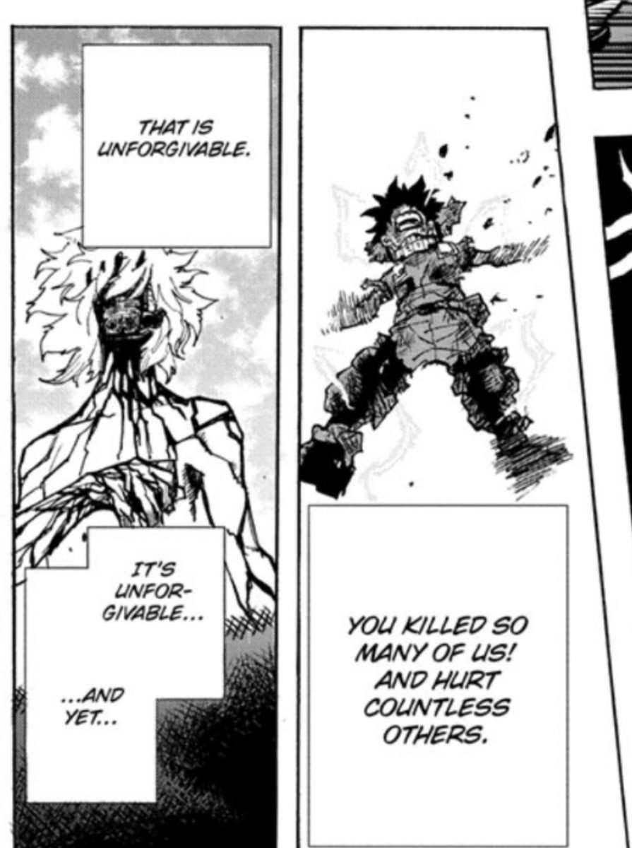 Just like Deku, and how he felt like he wanted to save Shigaraki even though he is more than aware of the person he is and how he NEEDS to be stopped // is unforgivable