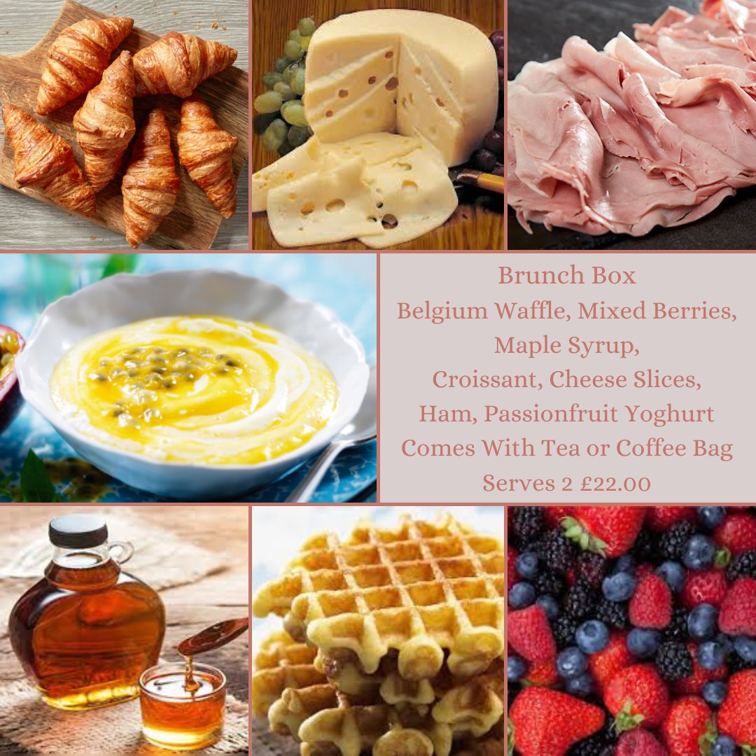 TwoJaysCatering's tweet photo. Bored of the same old breakfast, then why not book one of our brunch boxes to be delivered to cheer up your day Email nicola@twojayscatering.co.uk to book yours now  #breakfast #brunch #bagel #waffle #croissant #yoghert #fruits #SmokedSalmonBagel #eggs #EggsBenedict #fooddelivery https://t.co/GEtfrnNF20