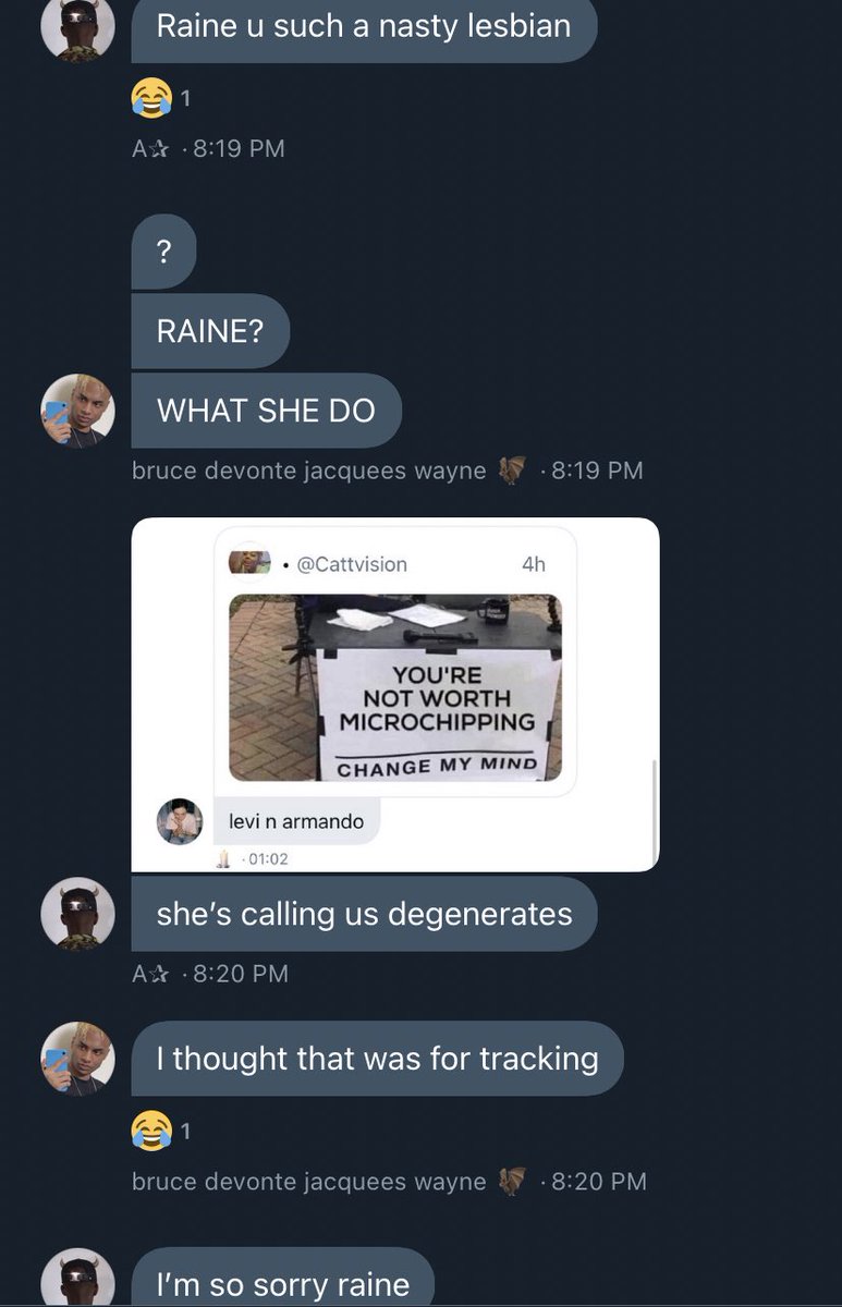 “im so sorry raine” HES SODDUMBB