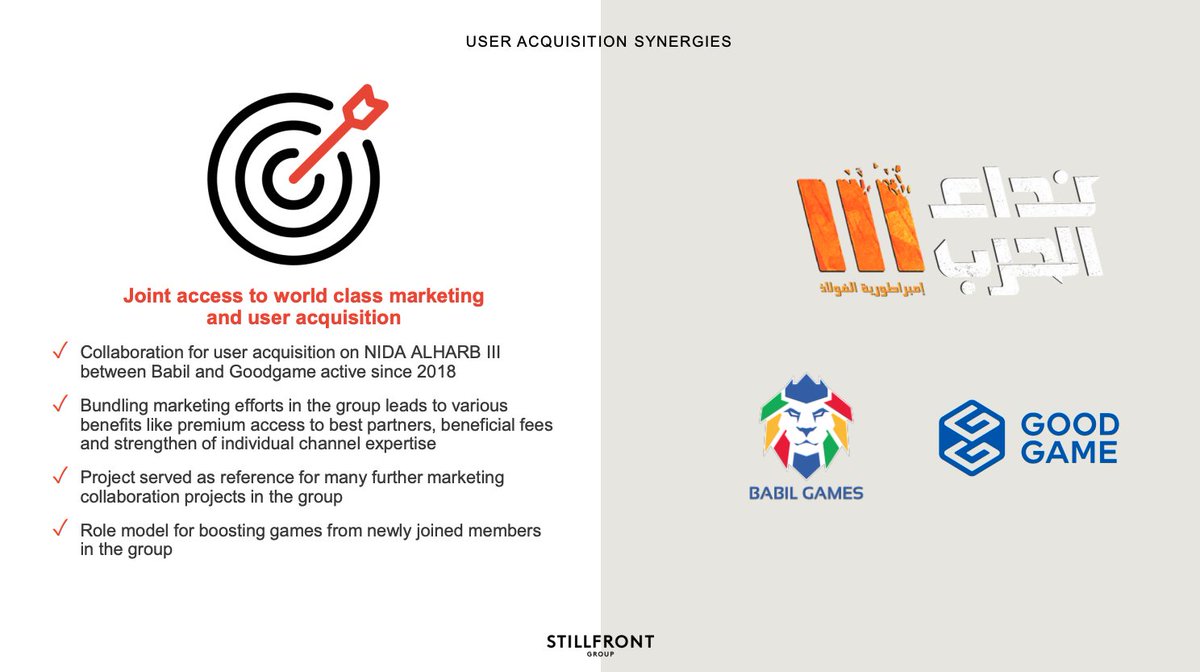  User Acquisition Synergies· Provides joint access to global marketing capabilities and optimised user acquisition channels· Lower the customer acquisition costs and increases the group’s bargaining power with media partners