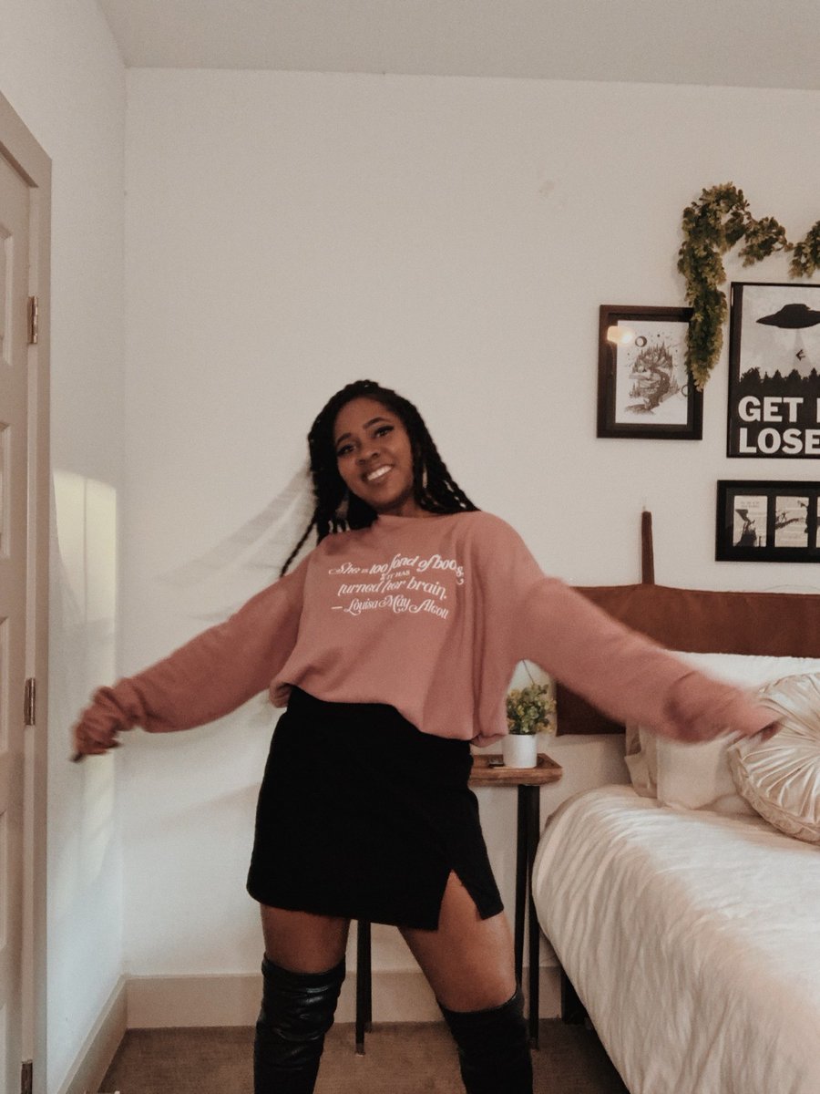 Storiarts's tweet photo. Our beloved Louisa May Alcott Quote Sweatshirt is back in stock! 💕

https://t.co/xJTKaQQWUG

#CommitToLit 📸: @tellsoftales__ https://t.co/Eqqn3AQvB3